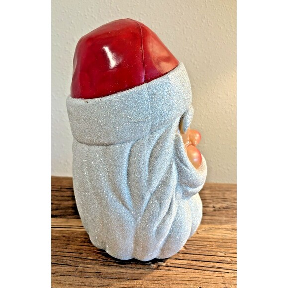 Vintage Blow Mold Christmas Santa Claus Head Glitter Used Nose Not Perfect - Picture 6 of 15